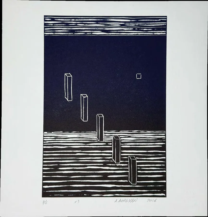 Aleksandr Avagyan, gravure originale, linogravure, Studio Sahakyan, Erevan, 2026