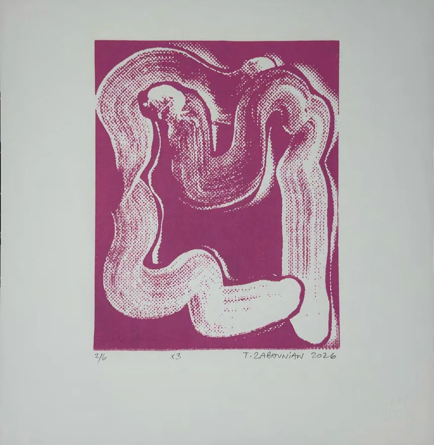 Taline Zabounian, gravure originale, linogravure, Studio Sahakyan, Erevan, 2026